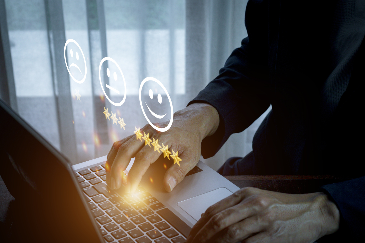 Image depicting client satisfaction with five stars.
