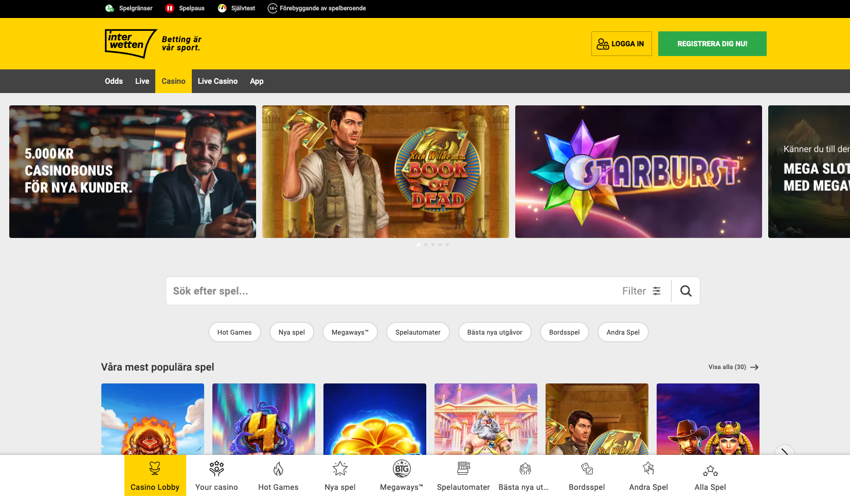 Interwetten startsida