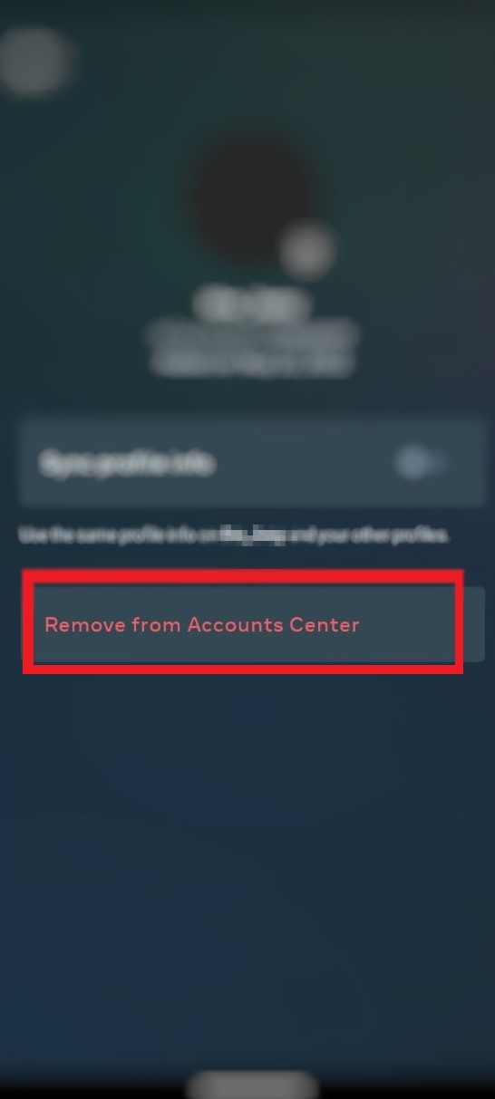 Tap on the Remove from Accounts Center