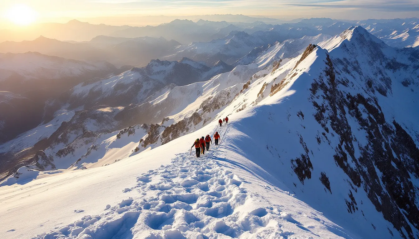 Climbers on the snowy slopes of Mount Damavand, a popular destination for adventure seekers.