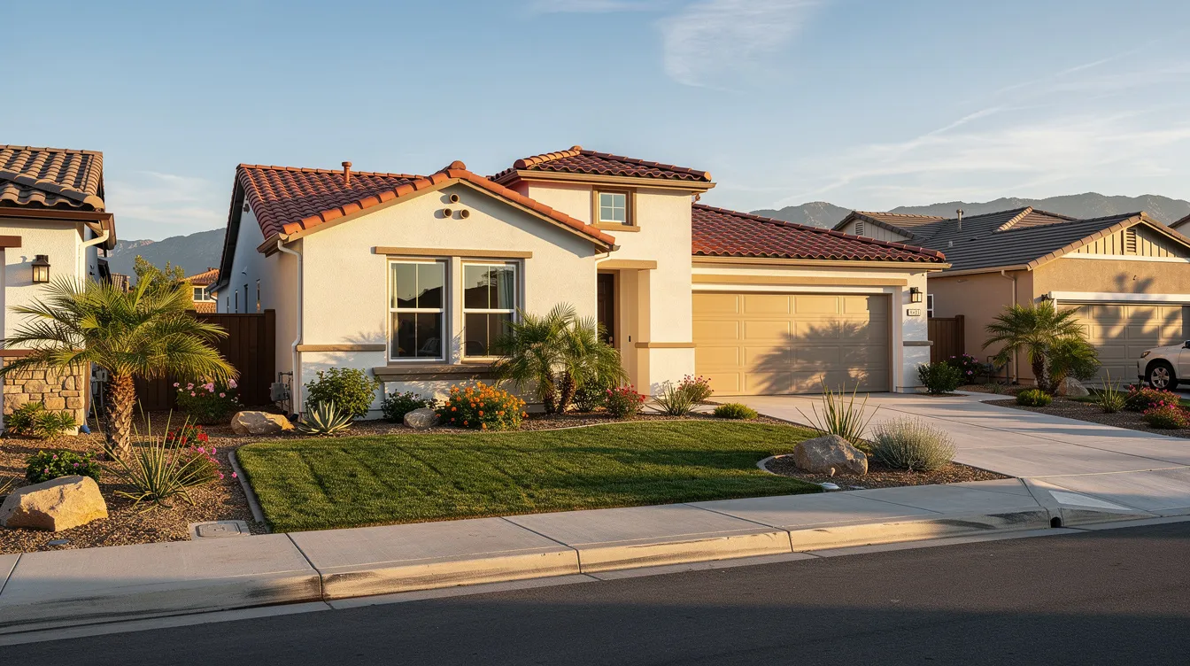 The image depicts a charming residential home situated in a California suburban neighborhood, characterized by well-maintained lawns and trees. This serene setting reflects the lifestyle of families seeking a peaceful environment, often associated with the legal support of experienced attorneys in Torrance, CA, for personal injury claims and financial recovery.