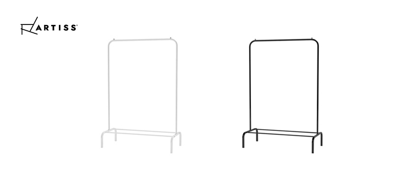 Artiss garment racks in white and black, the perfect minimalist solution for storing clothes at home or on the go.