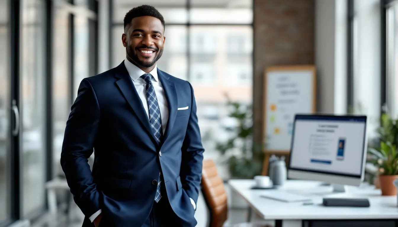 A small business owner stands confidently in front of their commercial property, exuding success after securing a commercial real estate loan. The image captures their sense of achievement, highlighting the importance of commercial mortgage benefits in growing their business.
