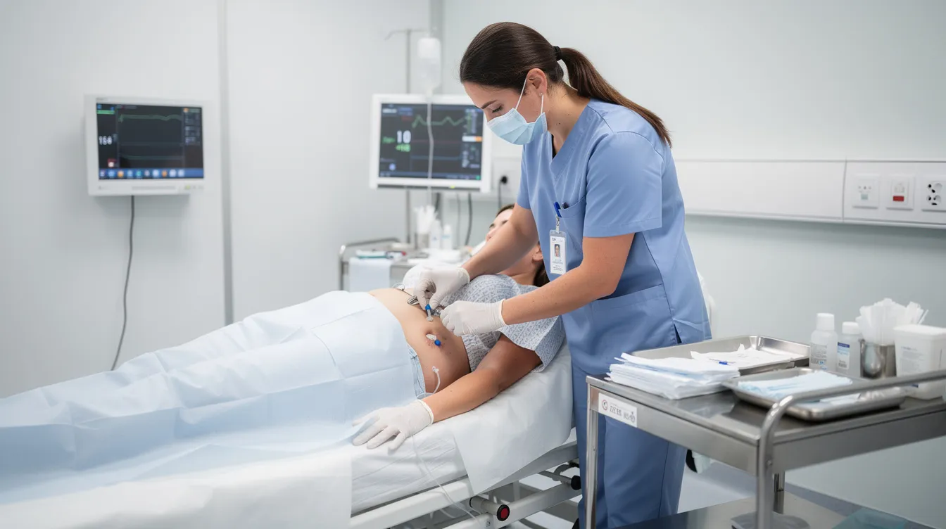 The image depicts a board-certified medical professional performing a non-surgical butt lift procedure using a cannula on a patient's hip area in a clinical setting. The environment is professional, highlighting the minimally invasive nature of the treatment aimed at enhancing the buttocks without requiring surgery.