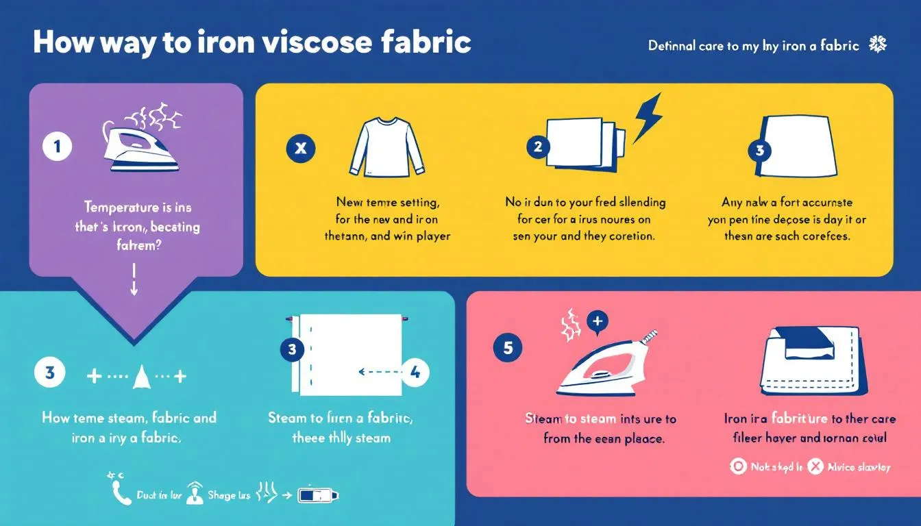 An illustration of the correct way to iron viscose fabric.