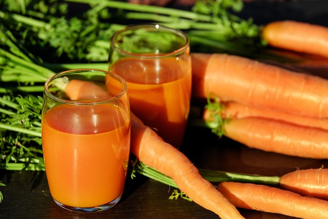 carrot juice, glasses, drink