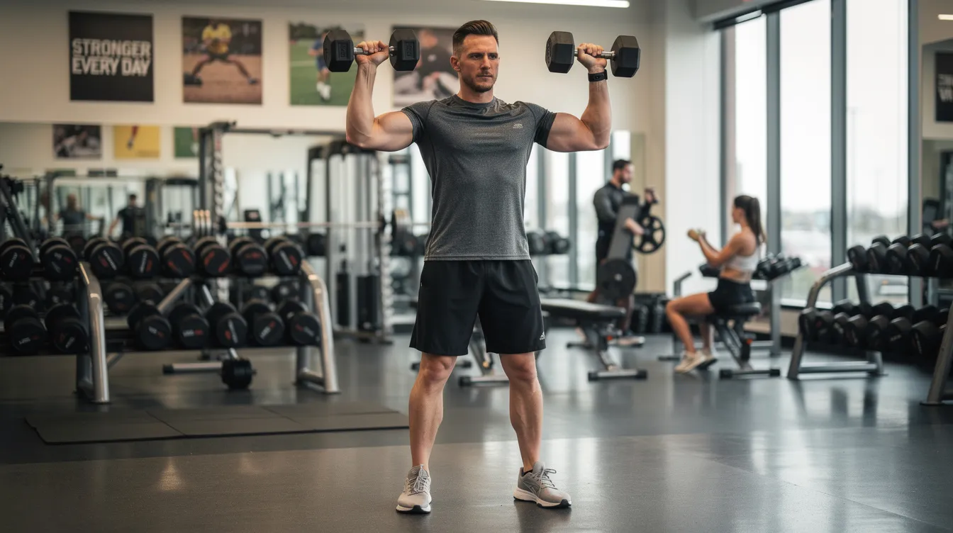 A man is exercising in a gym, focused on maintaining his fitness results and achieving a masculine physique through a balanced diet and regular exercise. This image highlights the importance of a healthy lifestyle, which can complement procedures like male liposuction for removing stubborn fat deposits.