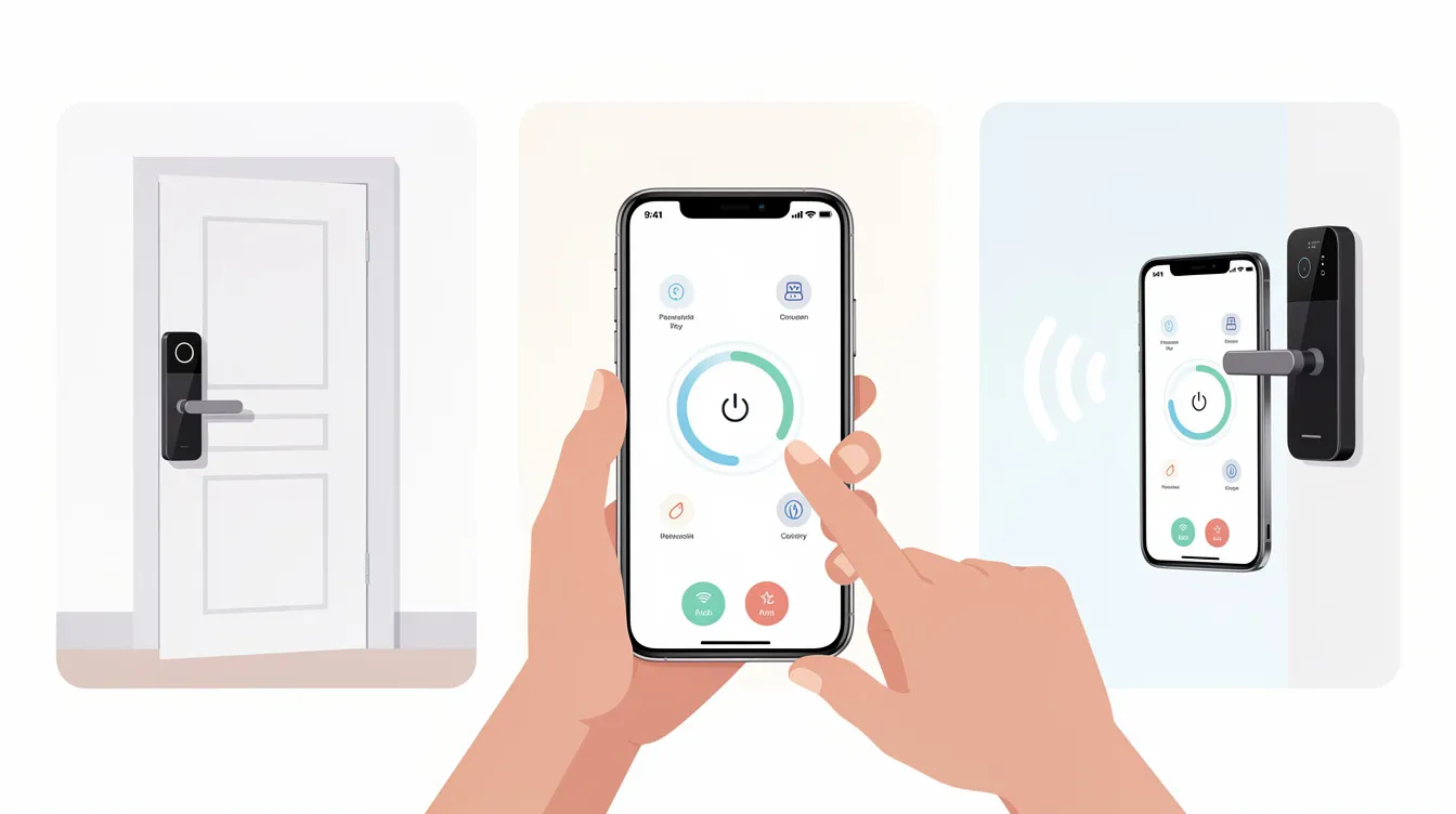 Setting up a smart lock’s app on a smartphone.