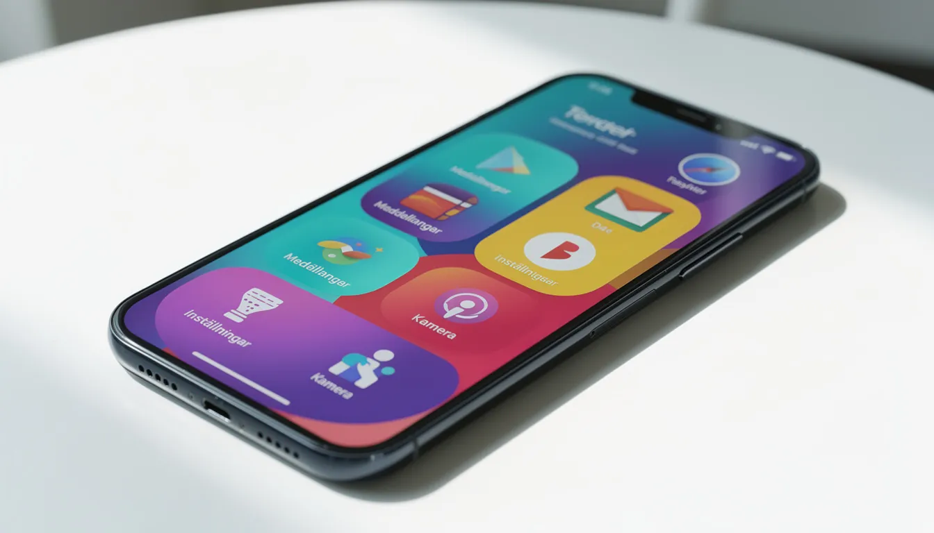 En smartphone visas med ett färgglatt gränssnitt på skärmen som erbjuder en komplett upplevelse av online underhållning. Denna enhet är perfekt för både nya spelare och de som vill njuta av casinospel och live-action, vilket gör att spelande är inom räckhåll.