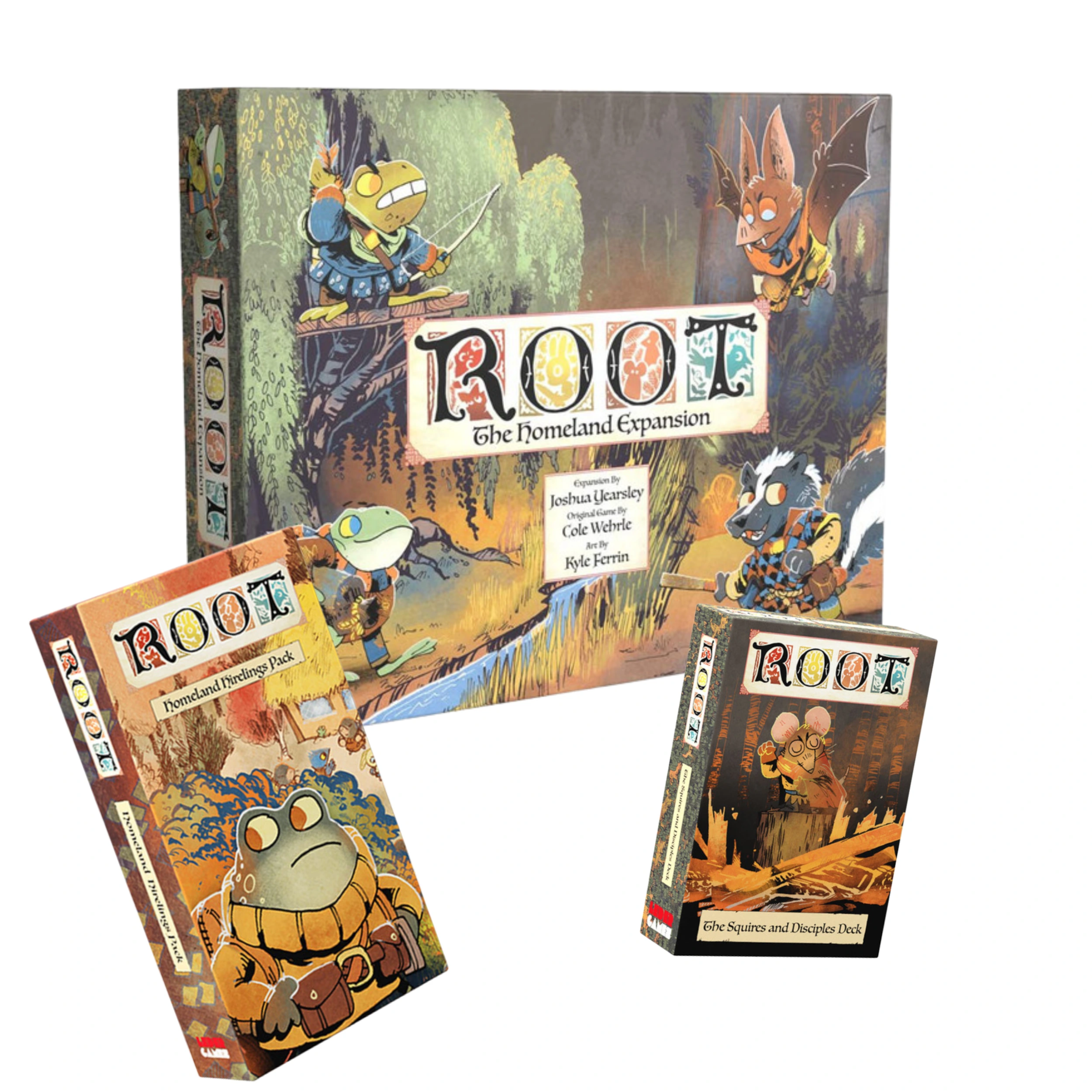 An announcement image for upcoming Root expansions, hinting at new content.