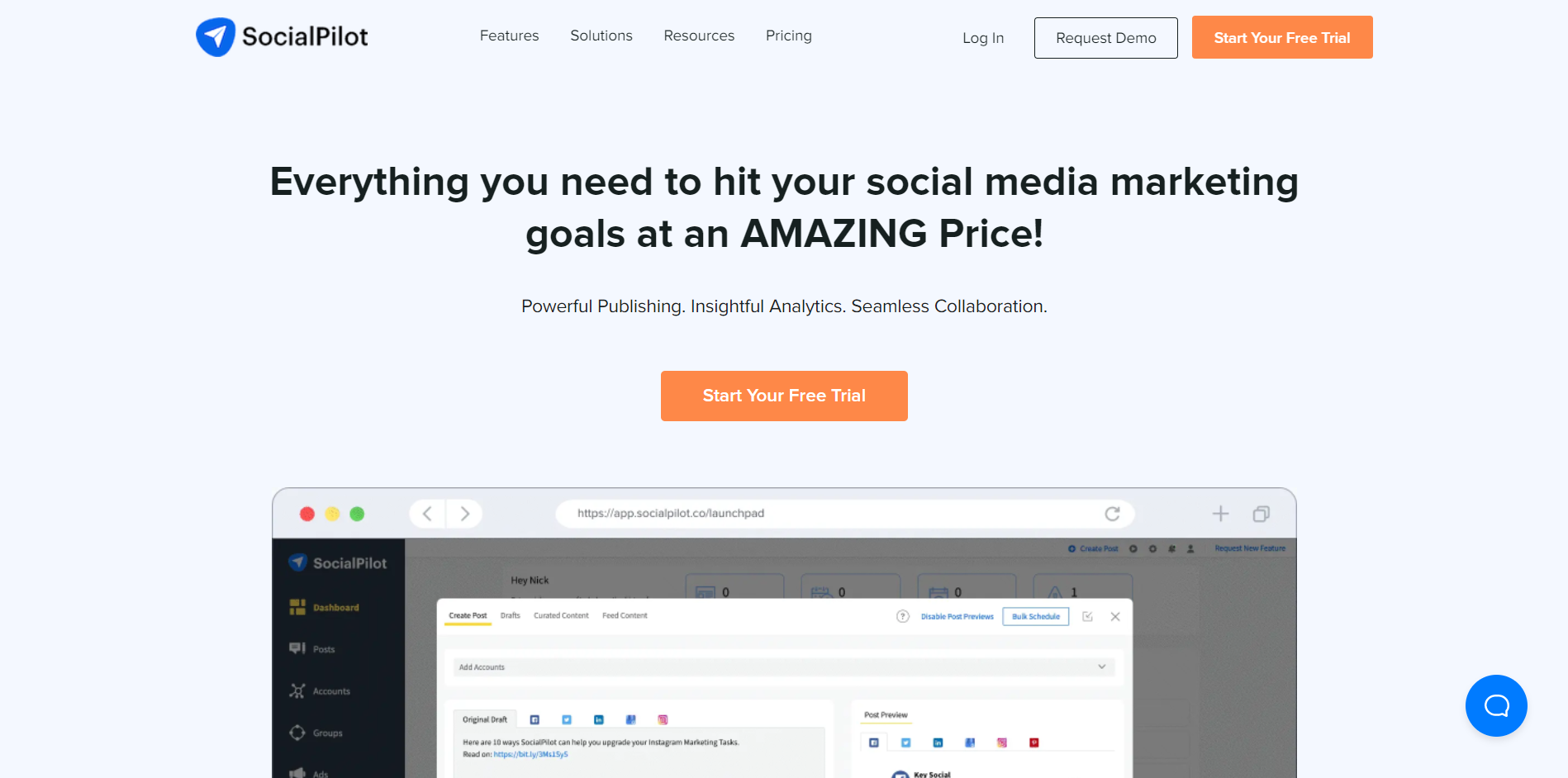 SocialPilot main page