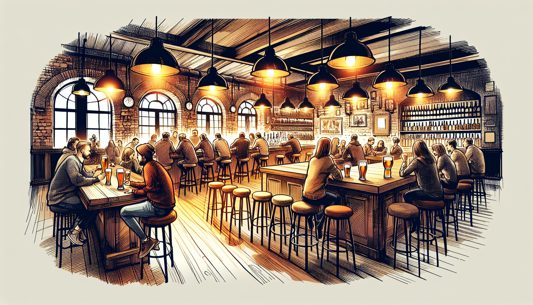 A cozy bar setting in Gdansk with people enjoying craft beer and a relaxed atmosphere.