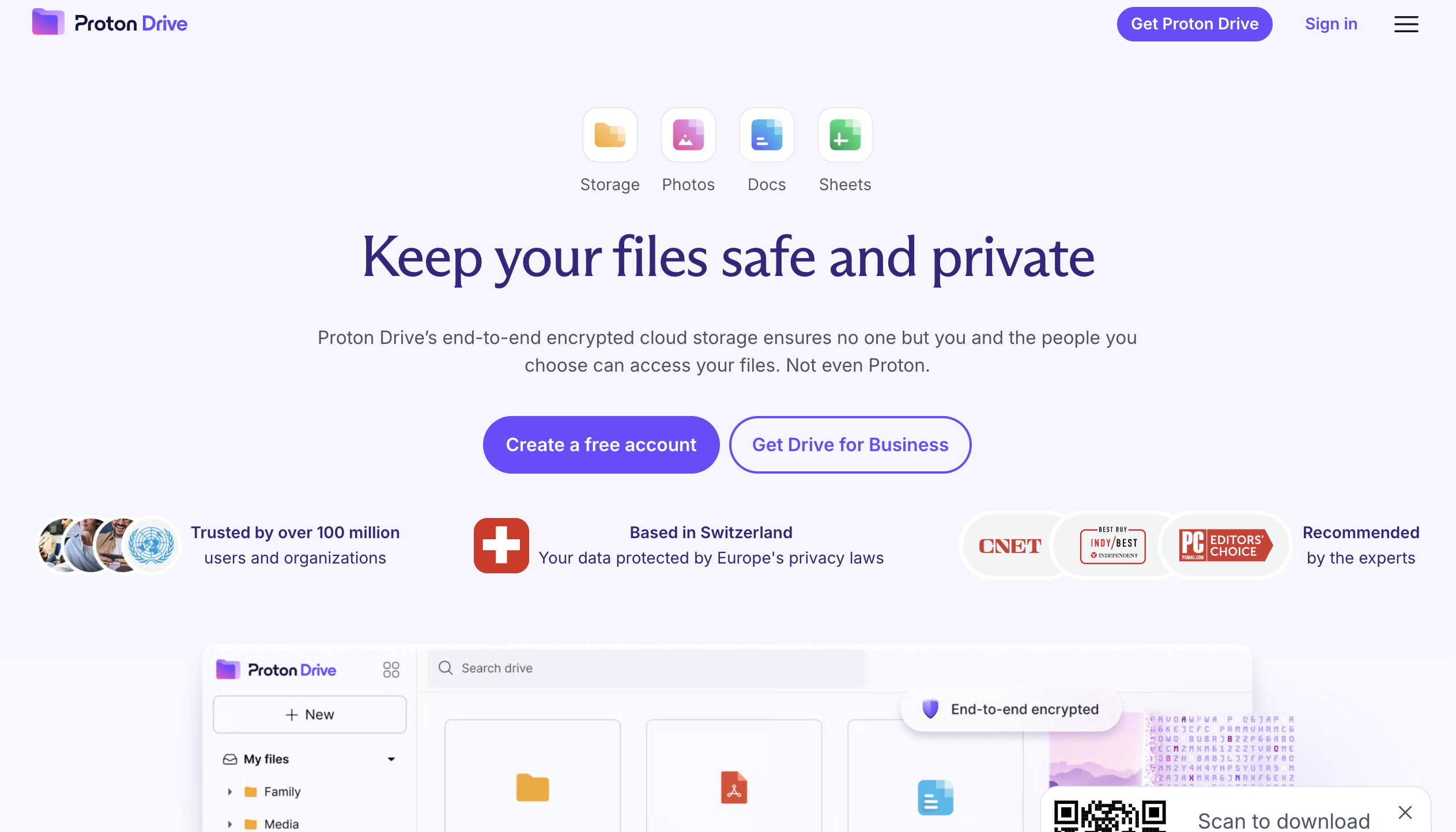 Proton Drive website homepage