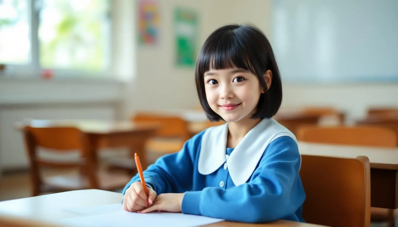 In der Abbildung ist eine Schulumgebung zu sehen, in der Schüler und Lehrer mit künstlicher Intelligenz (KI) interagieren. Die Technologie wird genutzt, um den Lernprozess zu unterstützen, Fragen zu beantworten und neue Kompetenzen zu vermitteln, was die Digitalisierung im Schulsystem verdeutlicht.