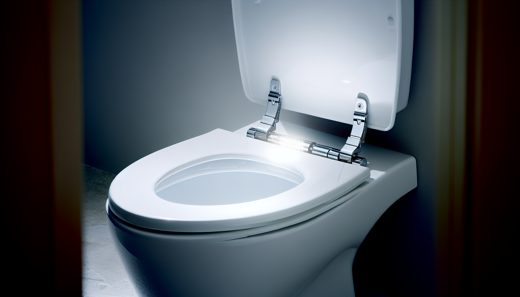 Toilet seat with quick-release hinges and nightlight feature