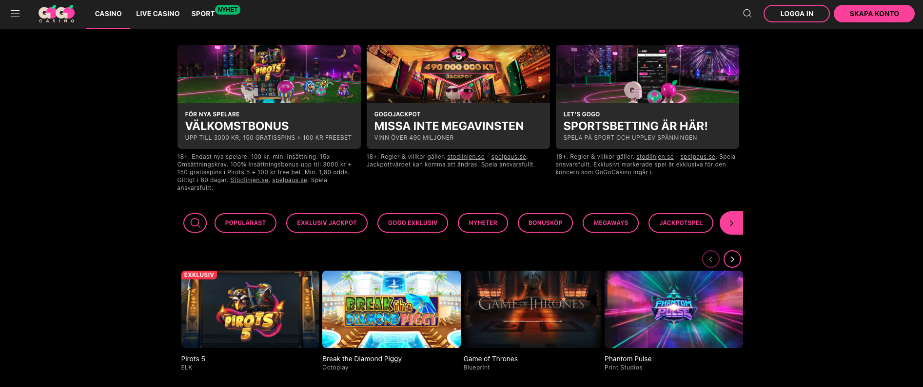 gogo casino startsida