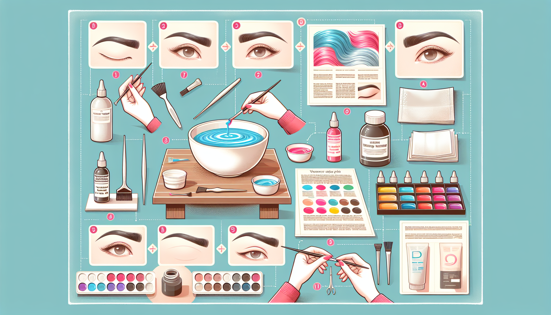 Eyebrow tinting for beginners, basic steps.