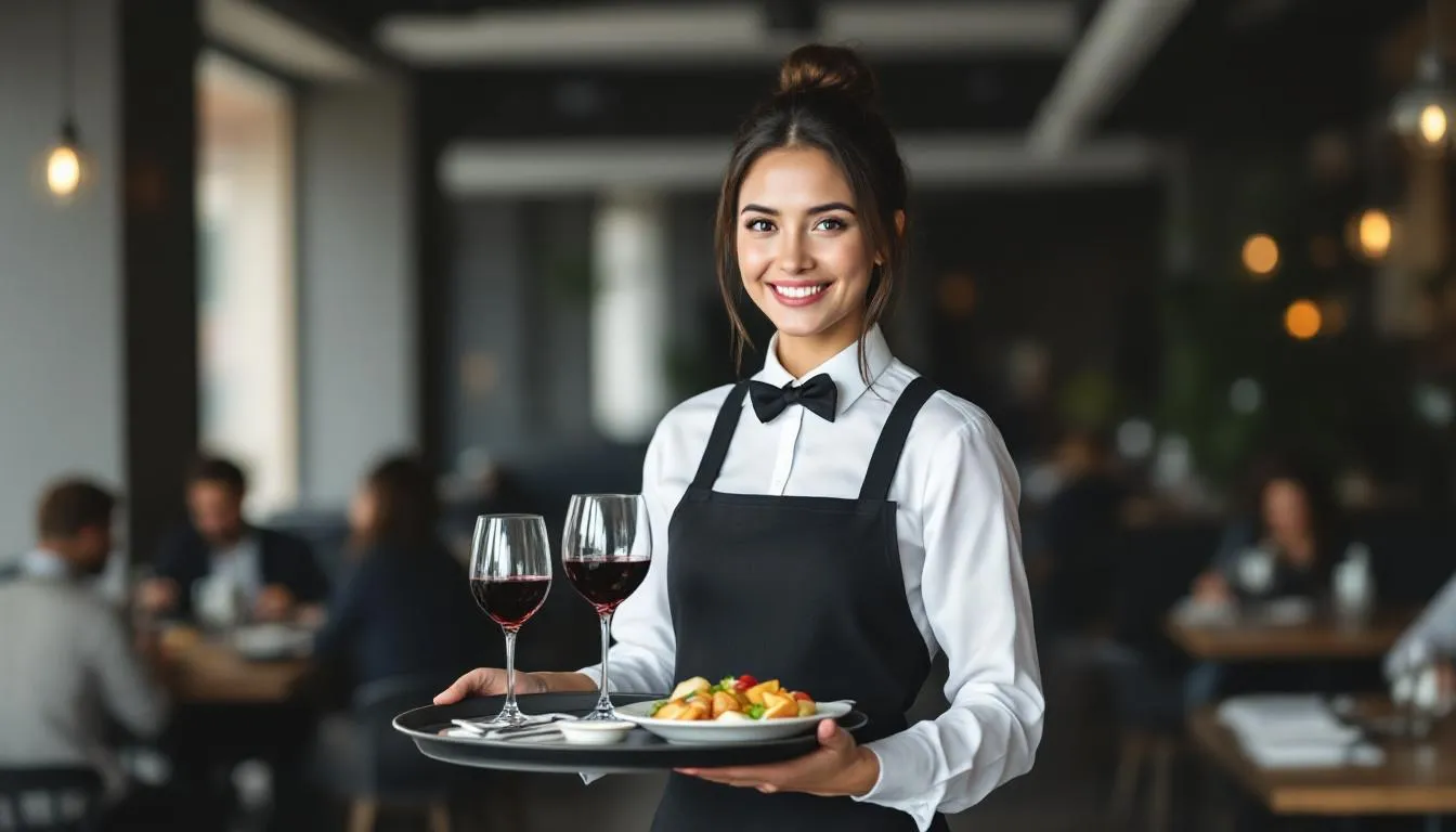 A newly joined restaurant server is seen engaging in an onboarding process, participating in a comprehensive training program that covers essential topics like food safety and customer service training. The server interacts with experienced staff members, learning proper food handling techniques and effective communication skills to ensure a positive dining experience for guests.