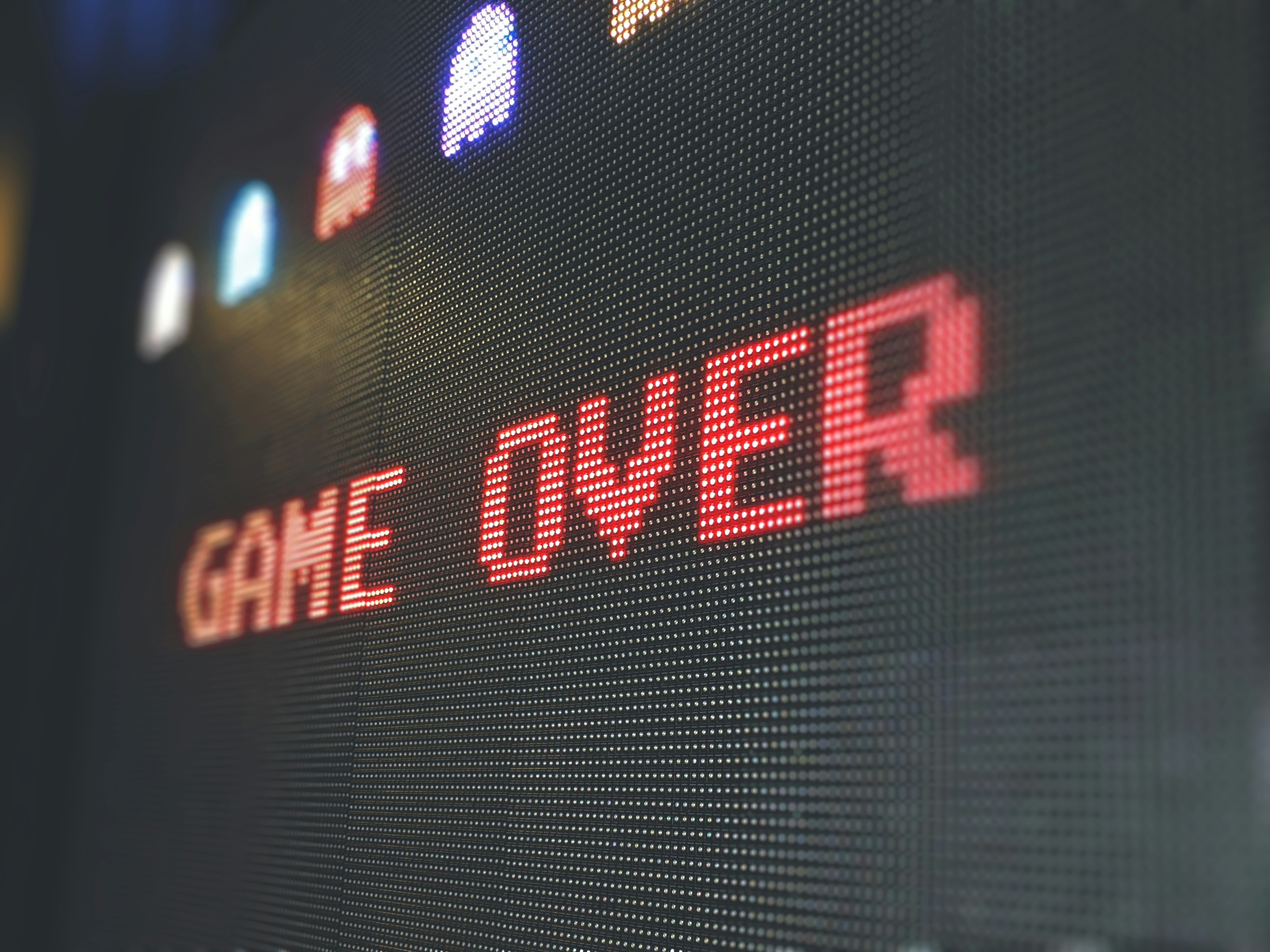 Game over written on a screen