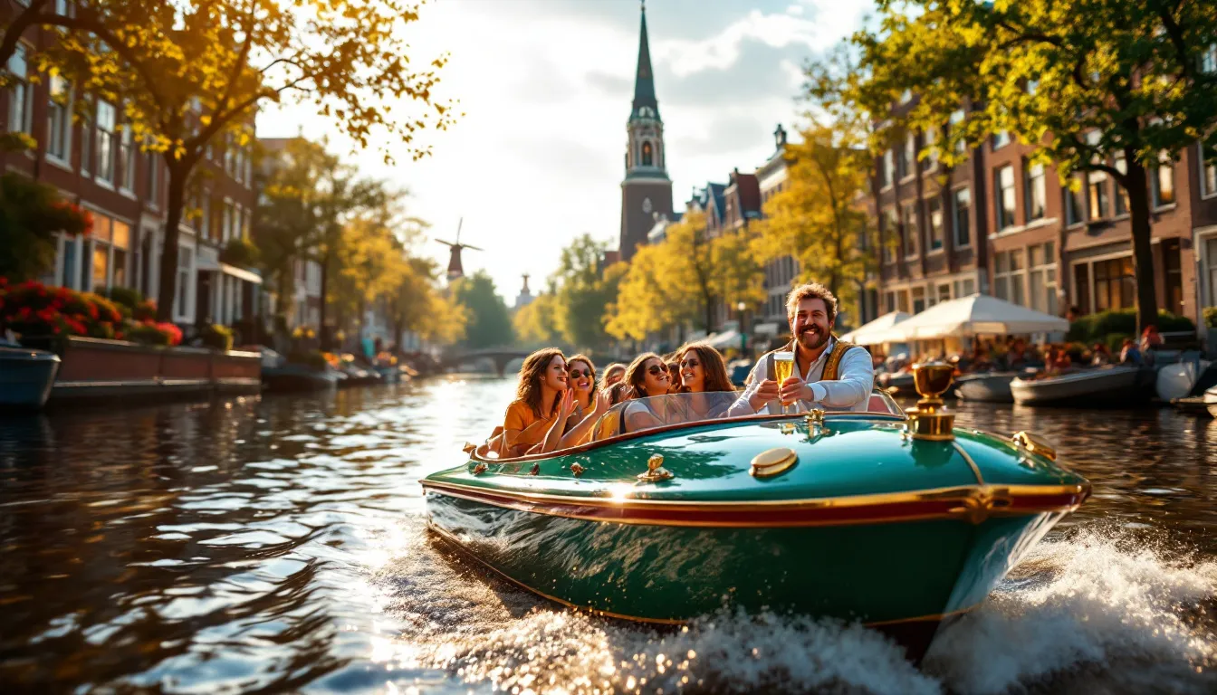 Enjoying a tailored water taxi experience in Amsterdam's canals.