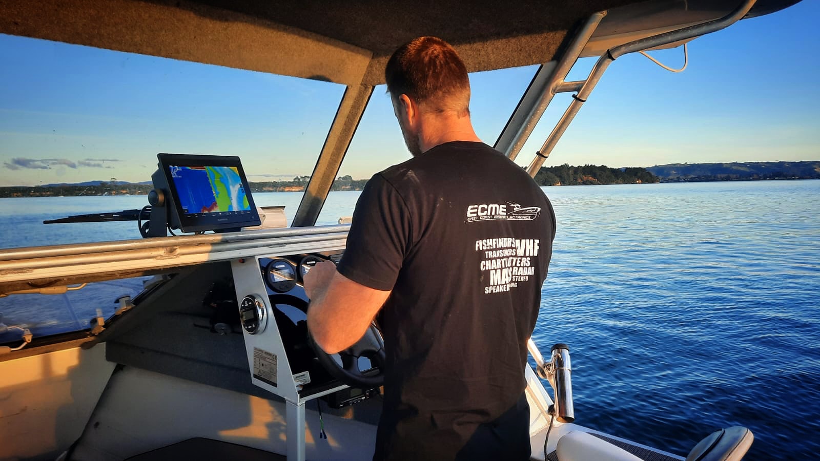 On water setup and calibration of Garmin fishfinder.