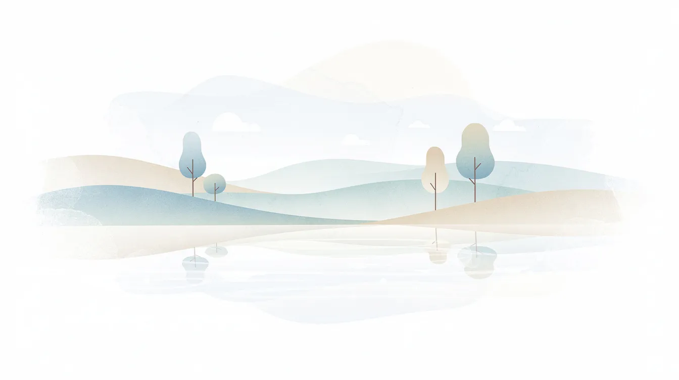 A serene landscape representing one
