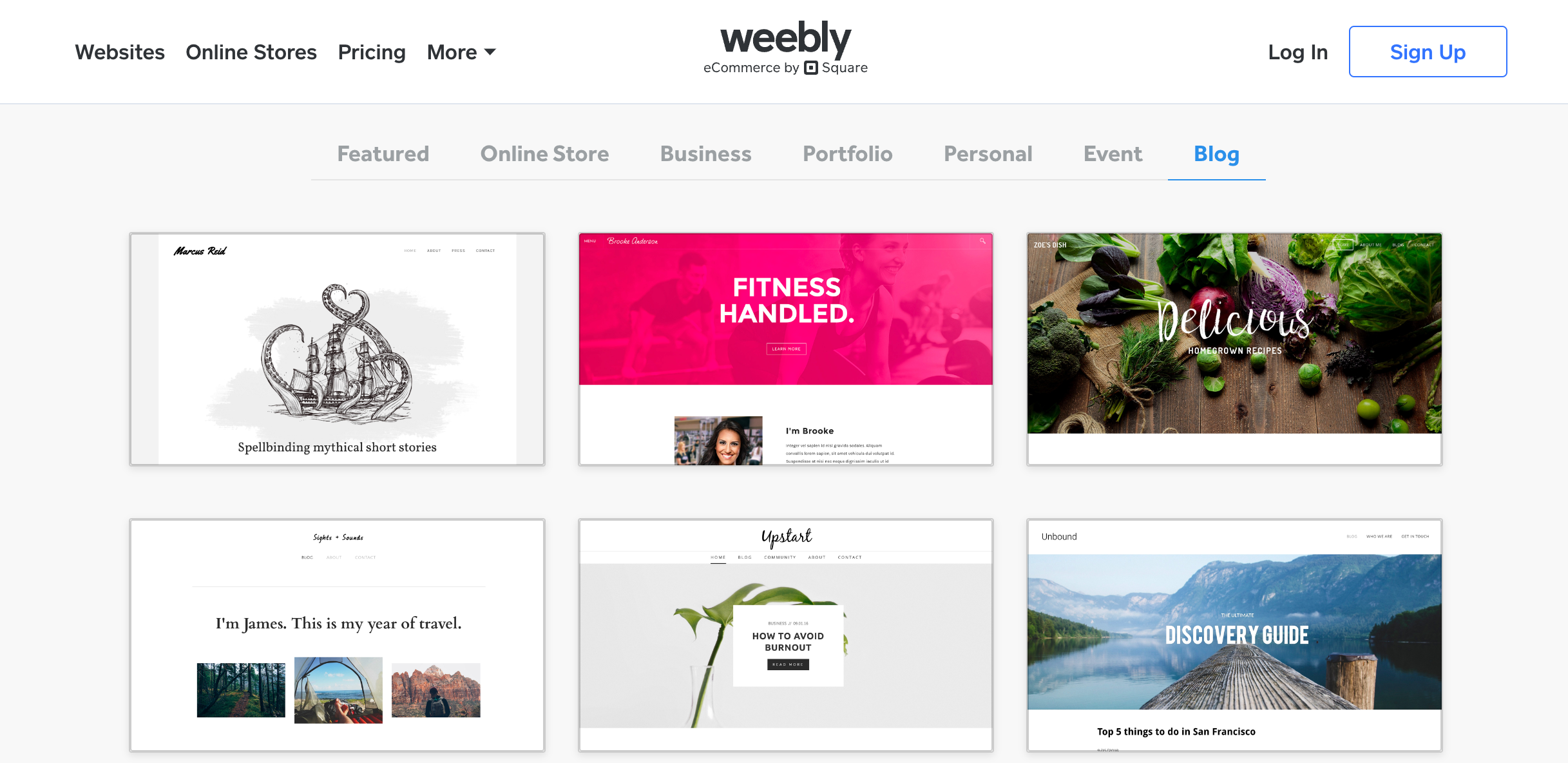 You can find templates designed for blogging on the theme store of Weebly