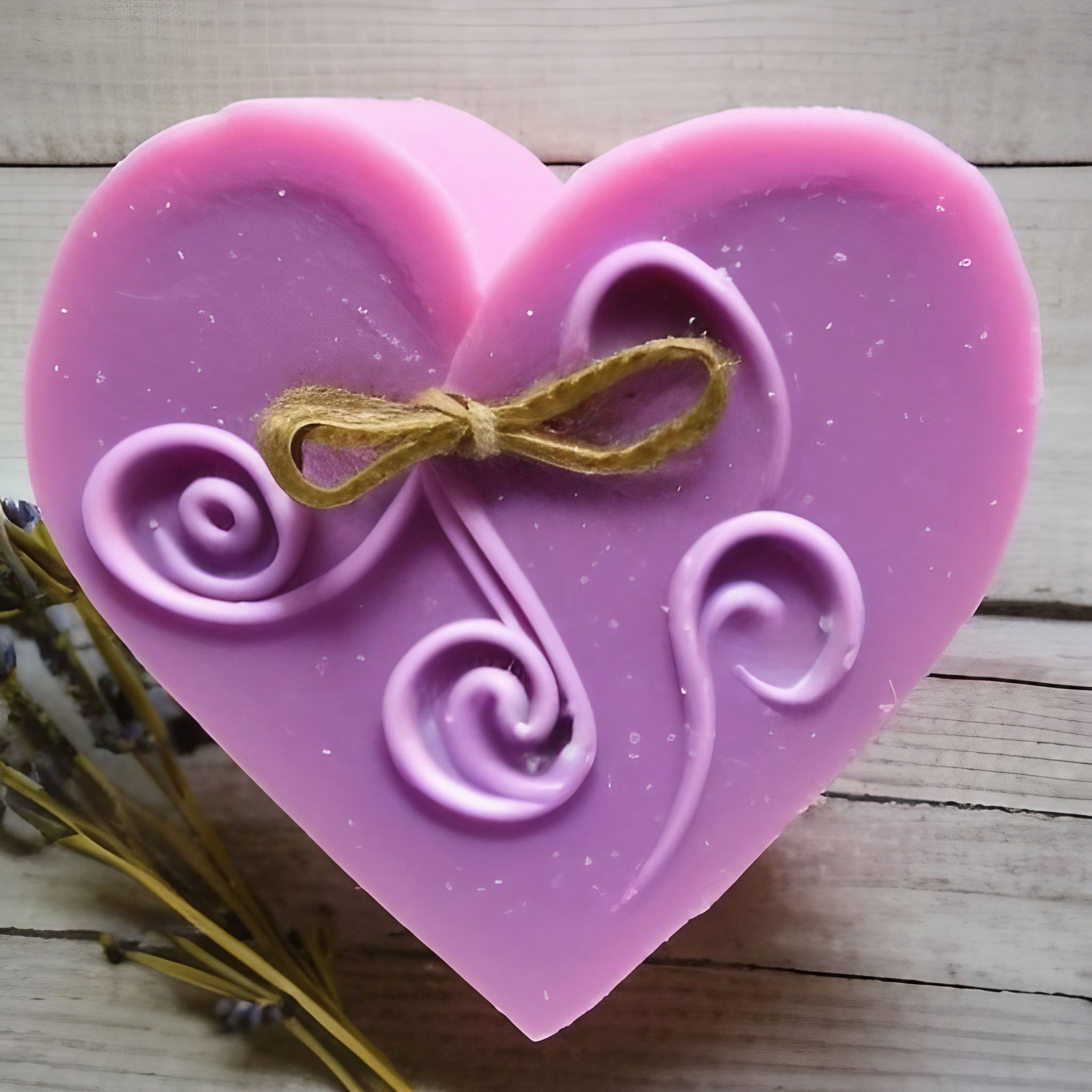 lavender soap in a heart shape