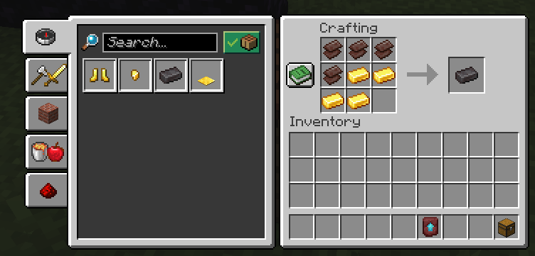 The crafting recipe for a Netherite Ingot.