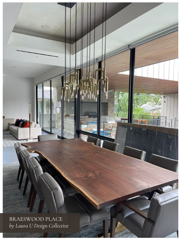 this stunning live edge dining table was not in stock; we had it hand-made for our clients