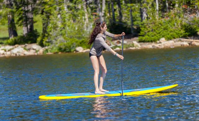 solid paddle board and inflatable board with lightweight carbon fiber paddle
