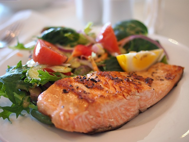 Mediterranean Diet Example - salmon, fish, seafood
