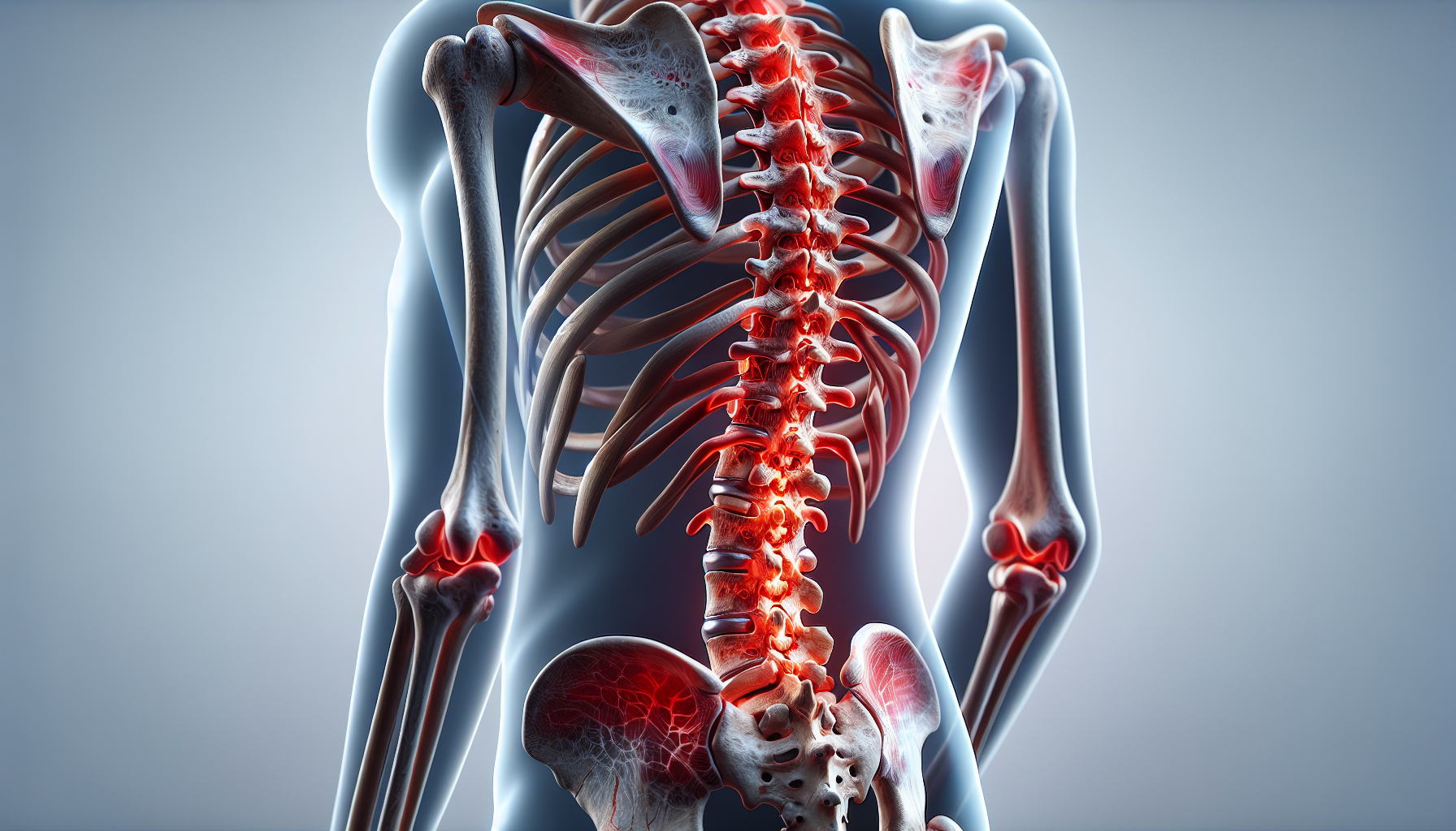 Psoriatic spondylitis spine and sacroiliac joints illustration