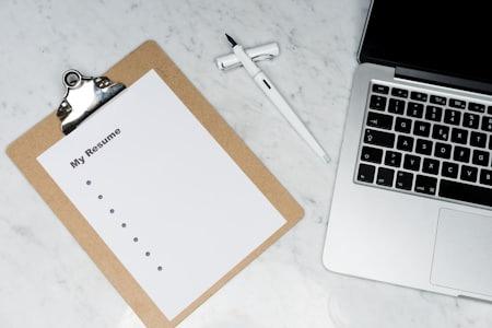Pharmacy technician resume on a desk