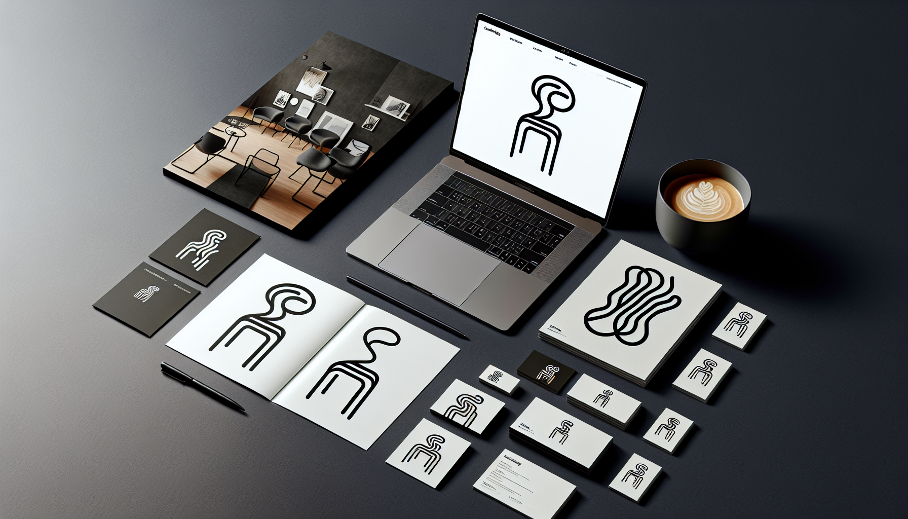 Branding identity materials such as logo, business cards, and website design