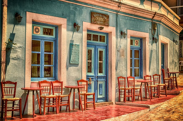 cafe, building, greece