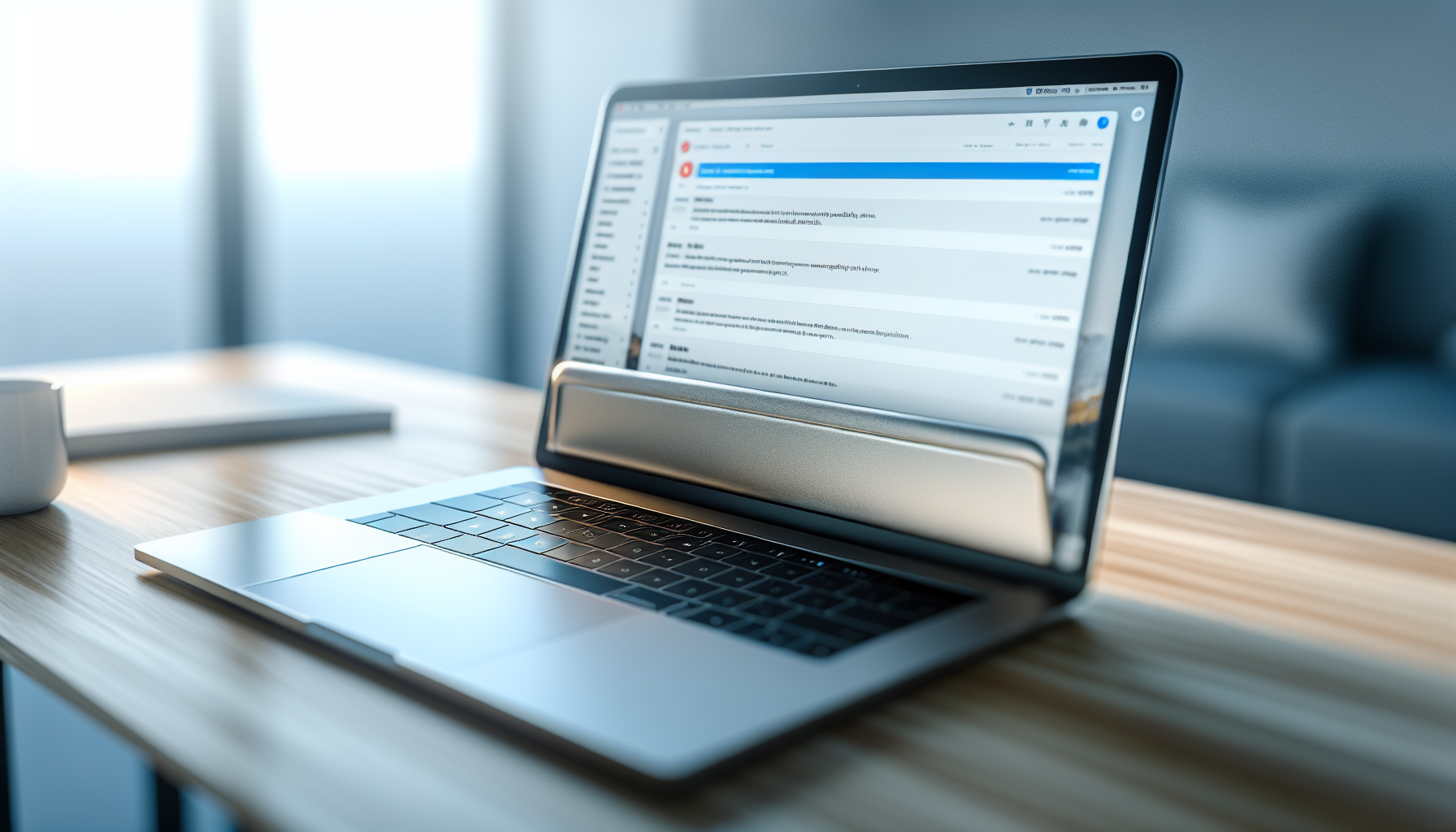 A laptop with an email application open, emphasizing the subject line