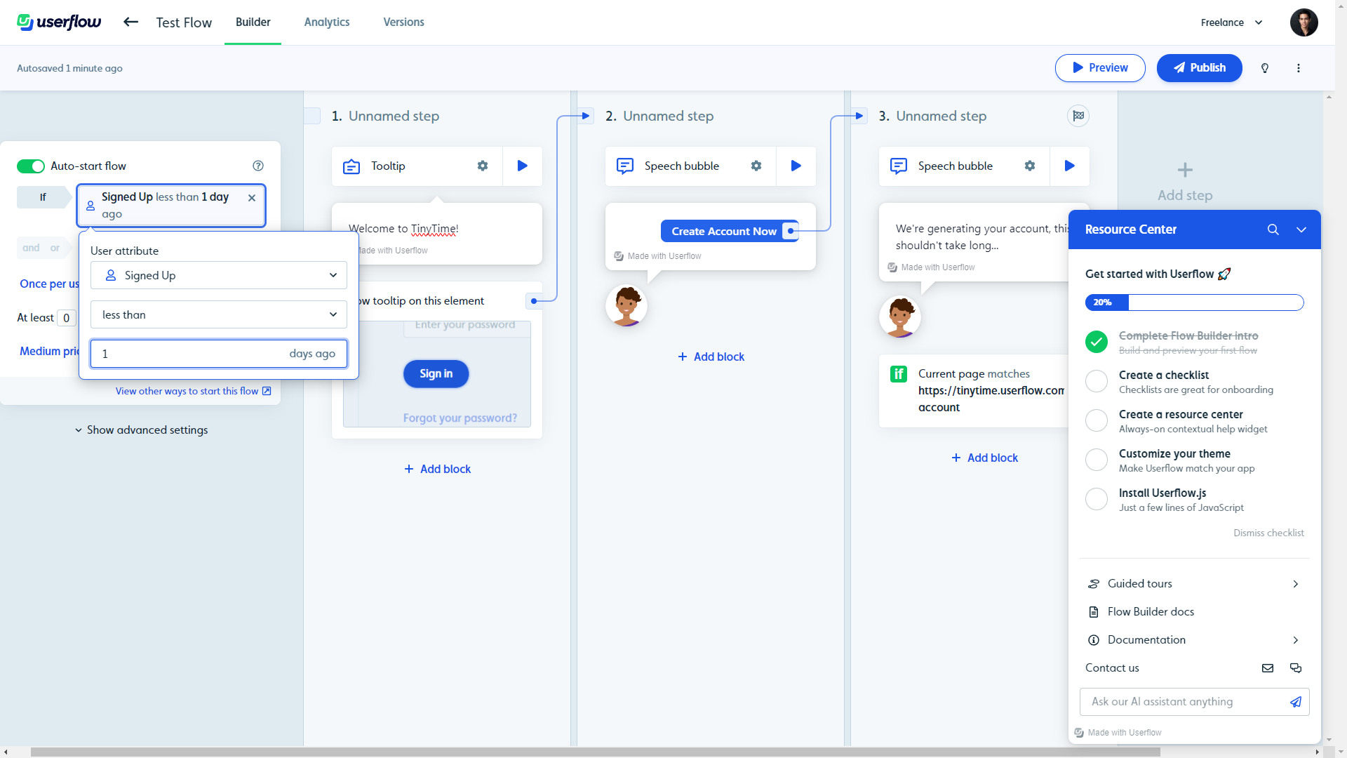 Userflow checklist