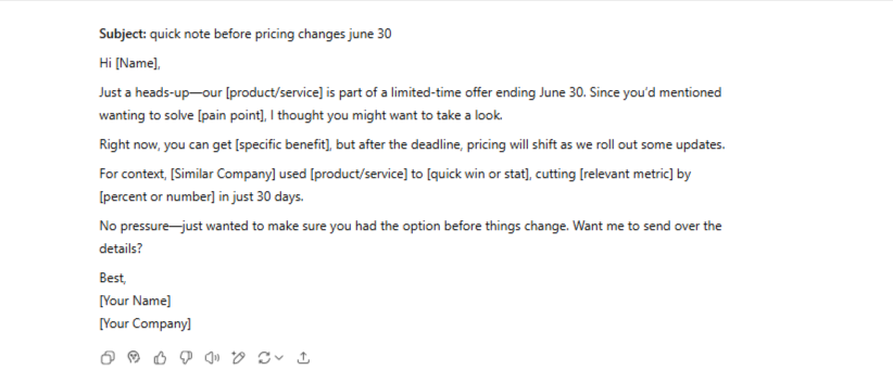 Limited-time offer email example