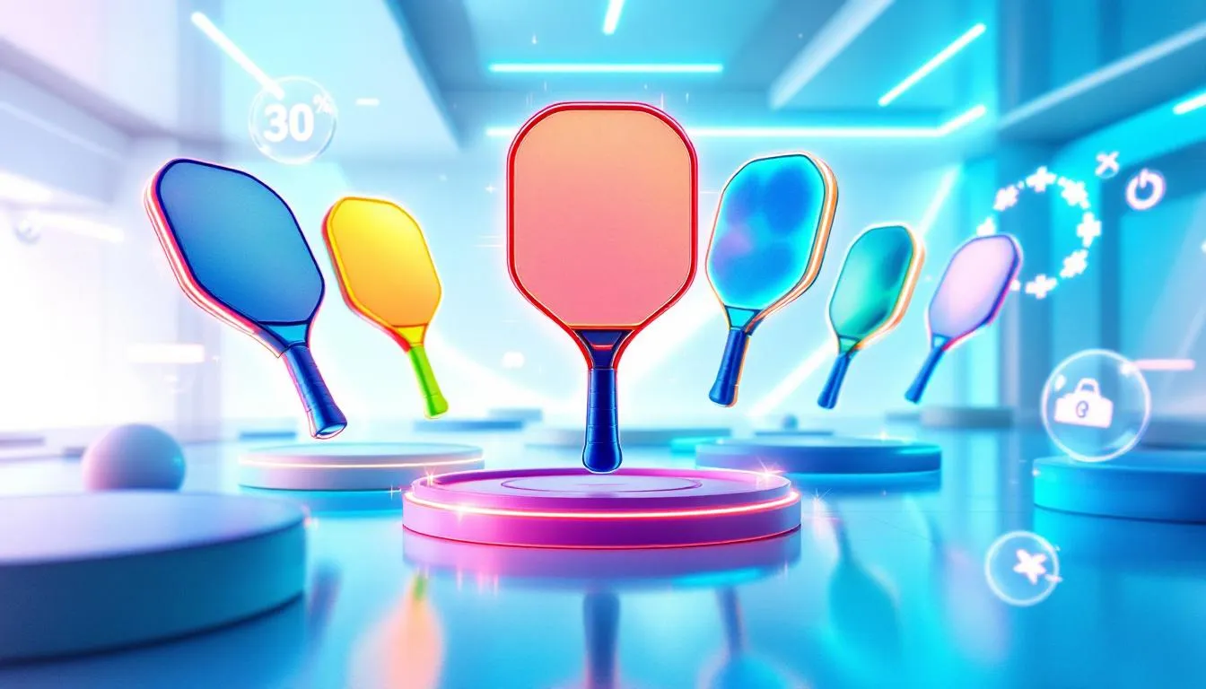 An illustration showing key factors to consider when choosing pickleball paddles.