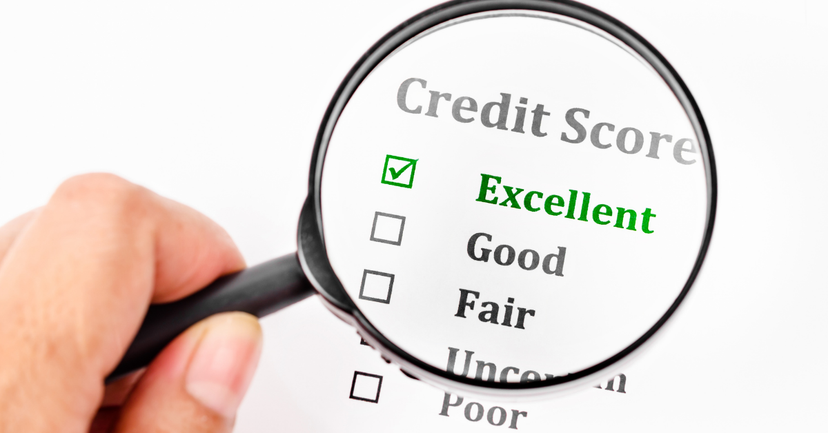 Image of a magnifying glass looking at a good credit score