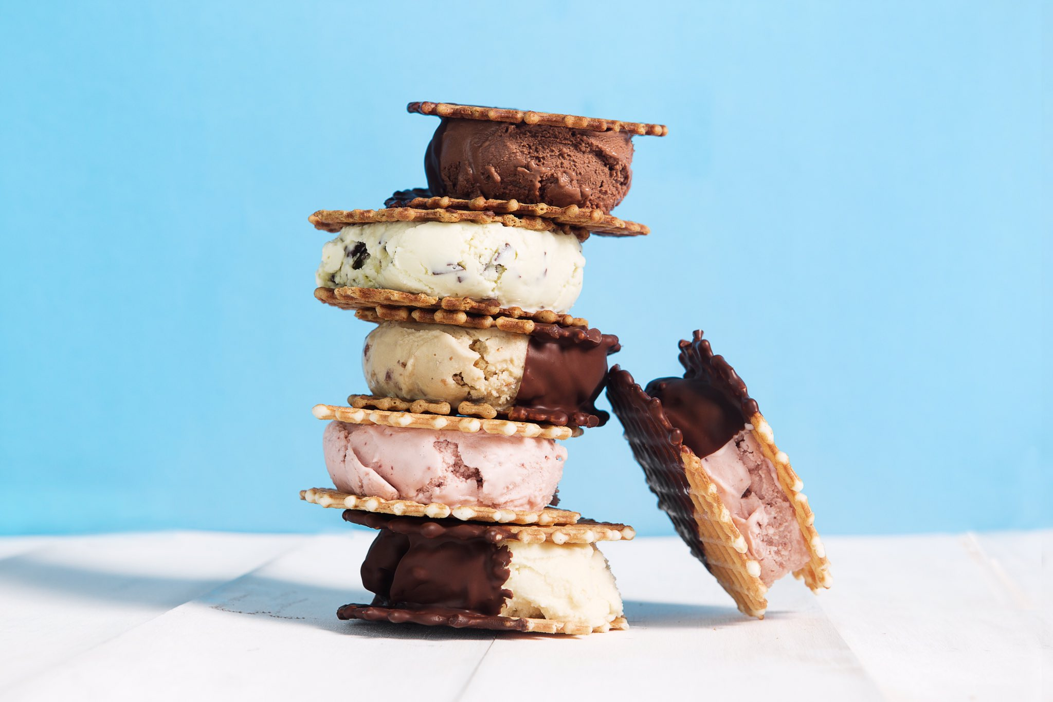Stack of ice cream sandwiches at Sweet Rose Creamery in Santa Monica
