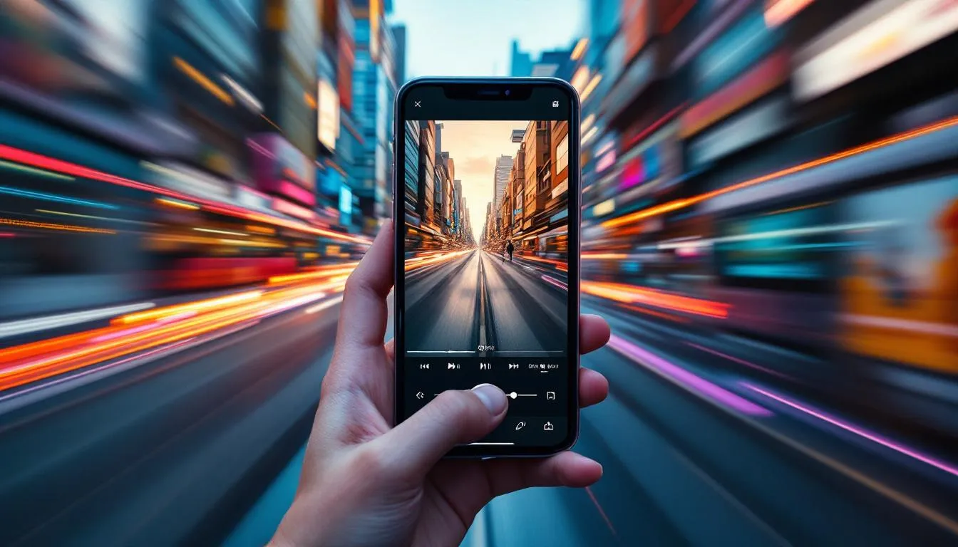 Un montage vidéo sur un iPhone, illustrant les fonctionnalités de l'application de montage vidéo.