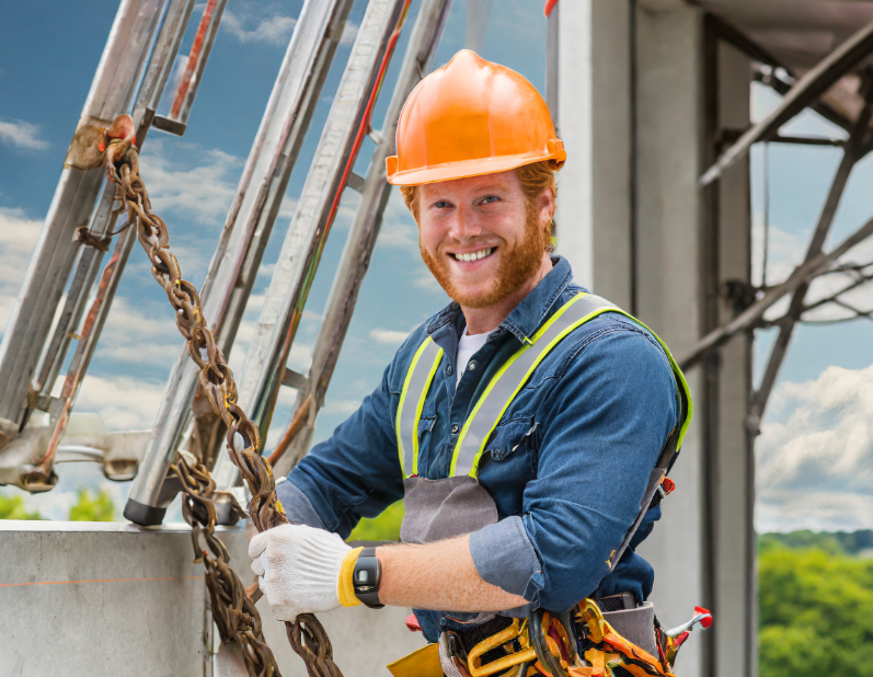 Man with safety harness - full body harness