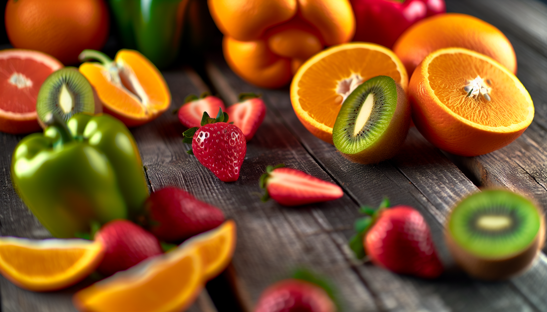Various fruits and vegetables rich in Vitamin C