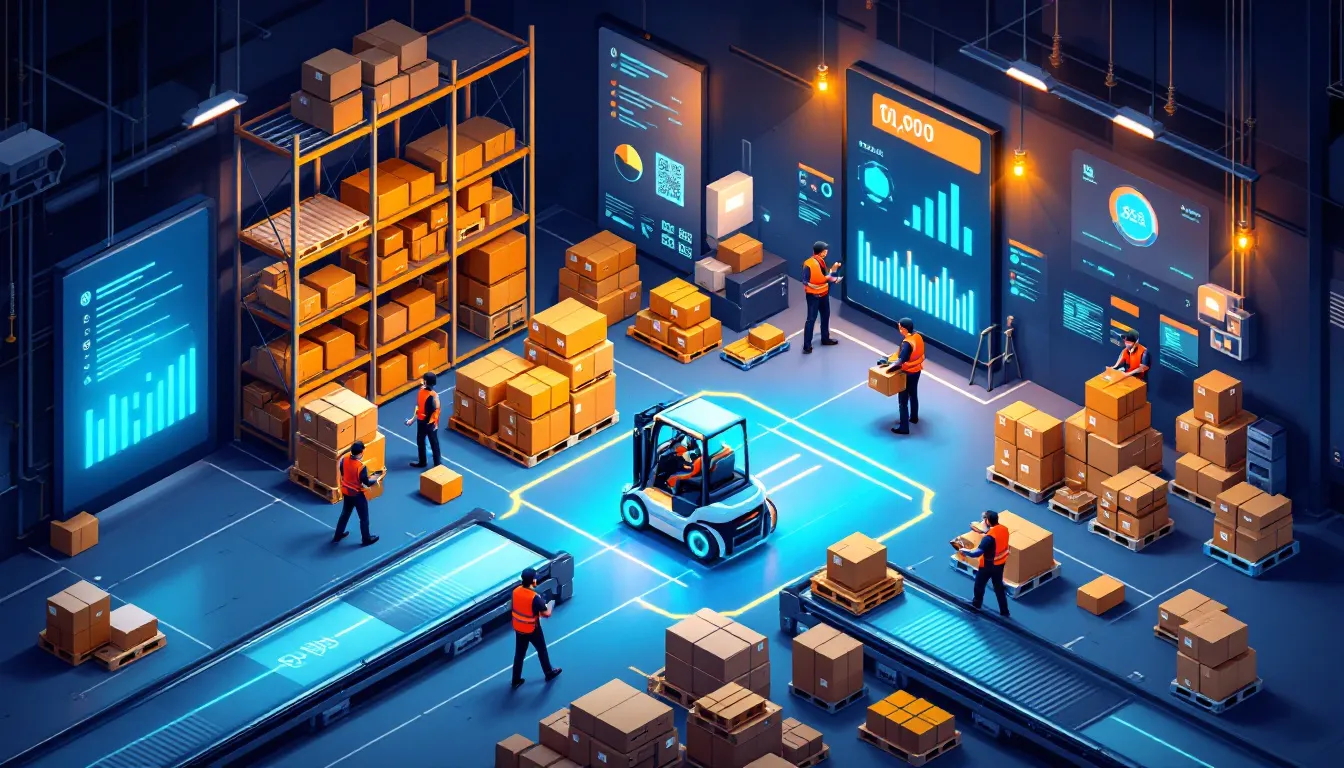 An overview of warehouse operations showcasing various activities and processes.