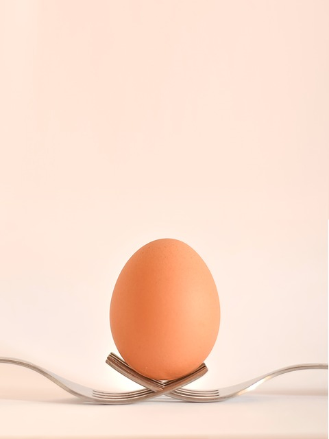 food, egg, forks