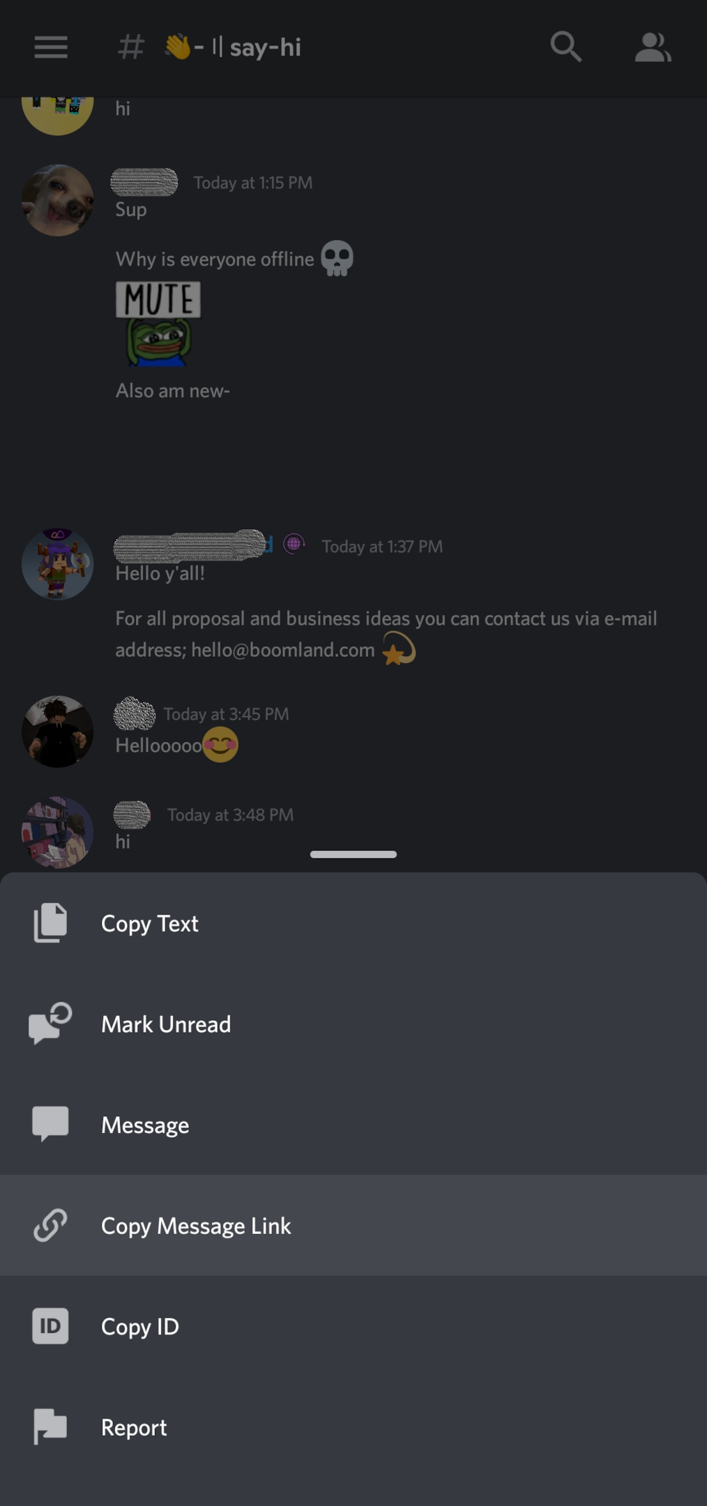 Discord report on Mobile