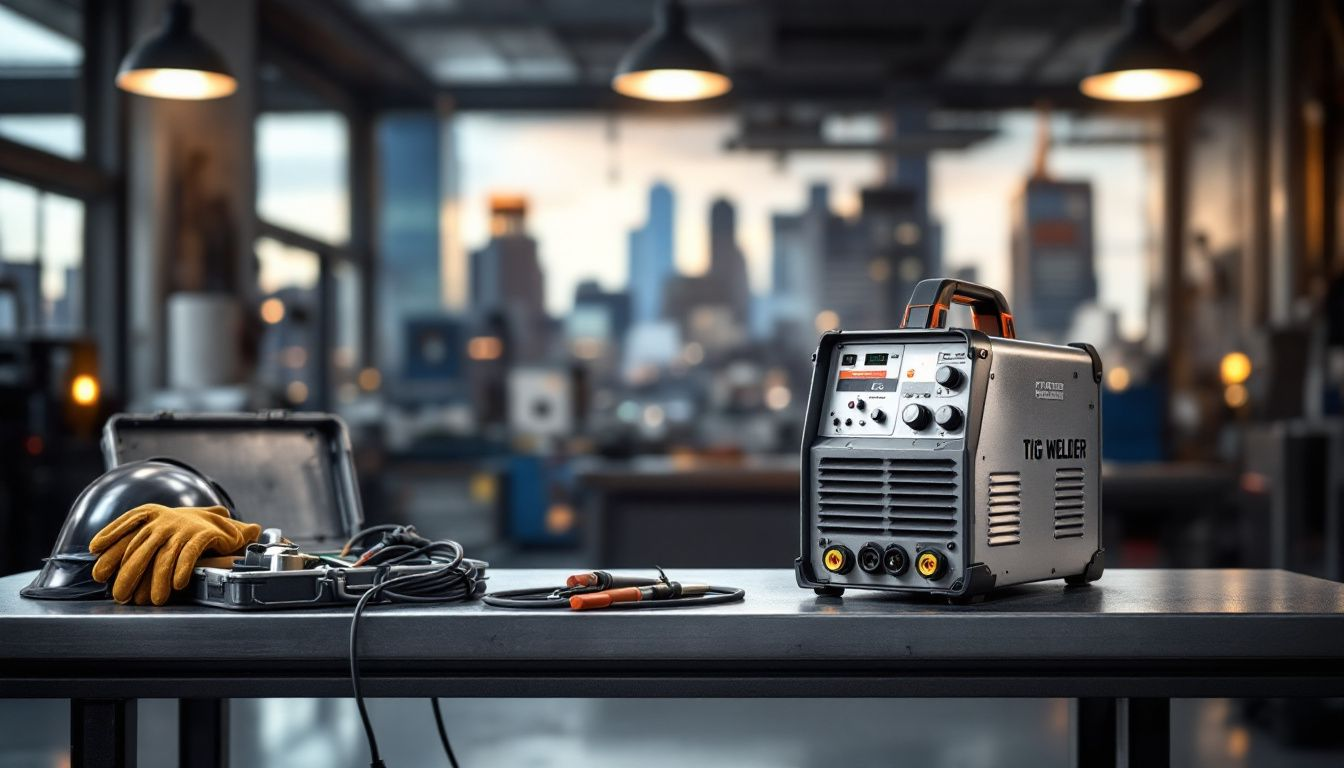 An overview of benefits of buying used TIG welders, featuring a well-maintained model.