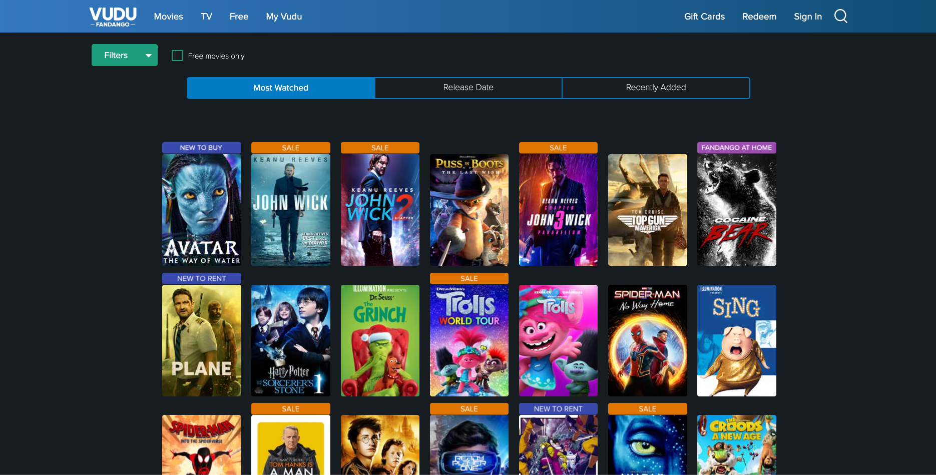 Remote.tools shares a list of websites to watch free movies. Vudu is a digital media service that provides access to movies and TV shows. It was acquired by Fandango in 2020, and is available on a variety of devices, including computers, smartphones, and smart TVs.